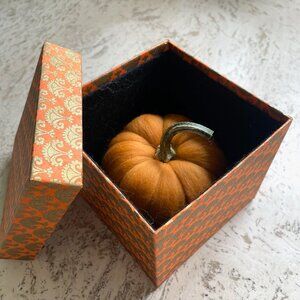 Wool Felted Orange Pumpkin - Autumn / Fall / Halloween Decor with Gift Box